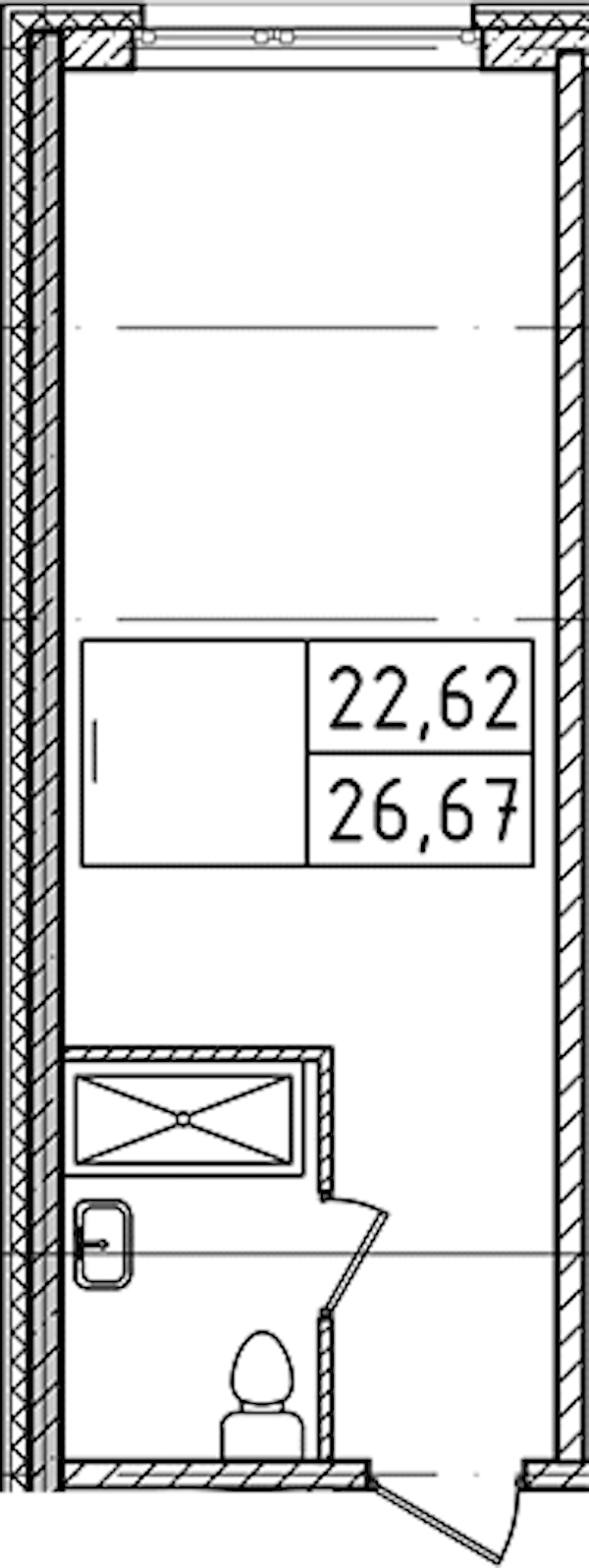 Квартира студия 26.67 м², 13/14 эт., Комплекс апартаментов «Ladozhsky Avenir»